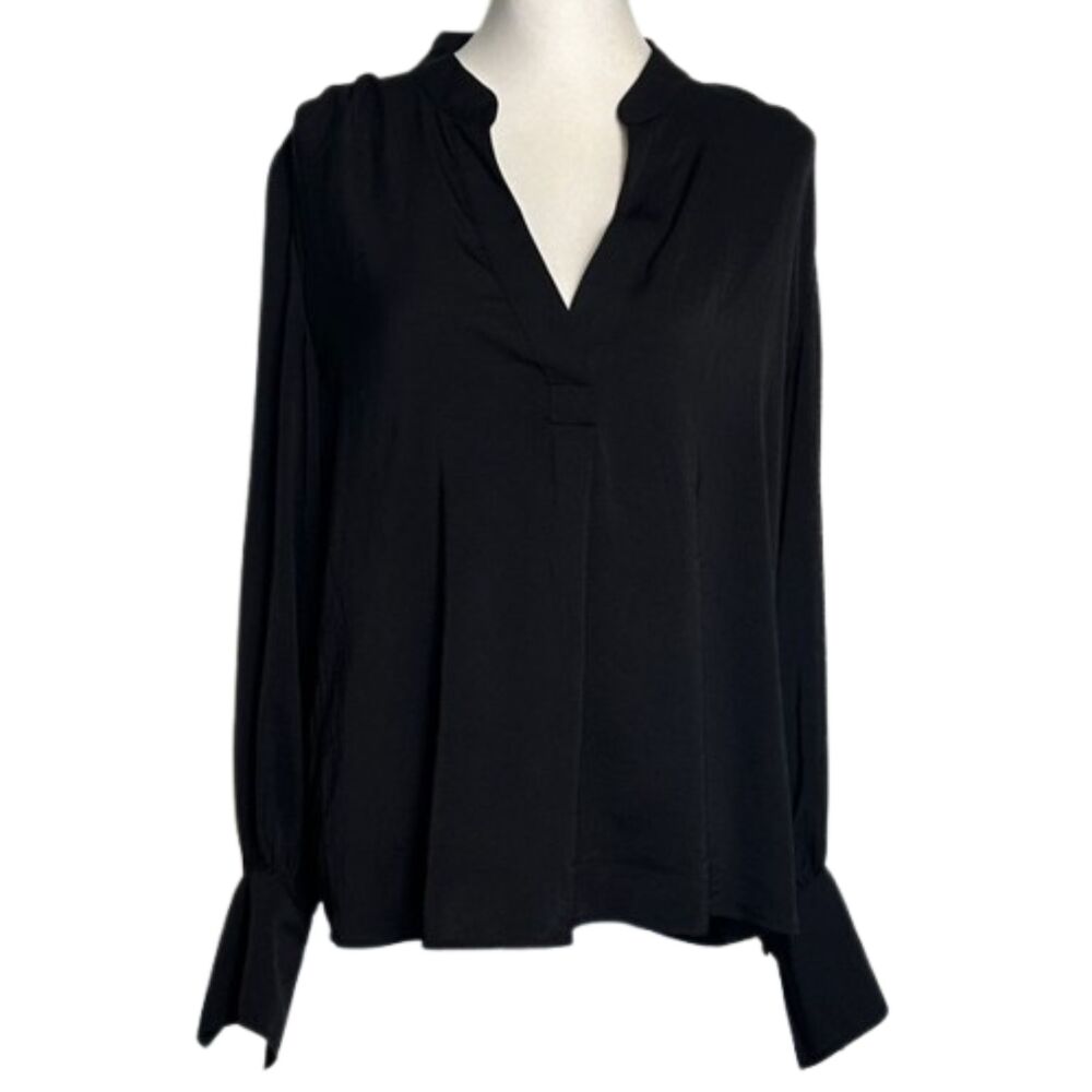 Banana Republic Crepe Volume Sleeve Blouse Womens Large Career Business Black